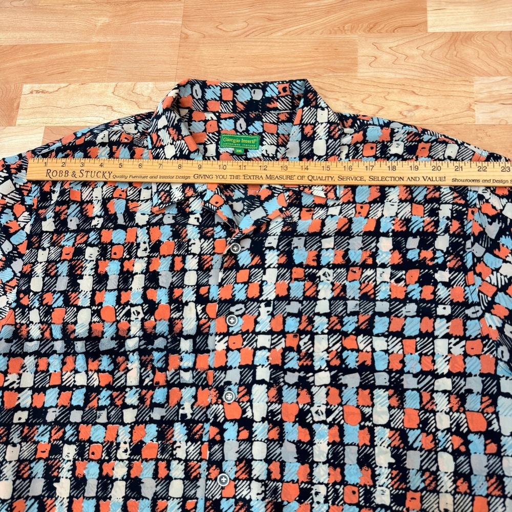 Giorgio Inserti Mens 3XL Short Sleeve Button Down Shirt Abstract Geometric Blue - Picture 7 of 8